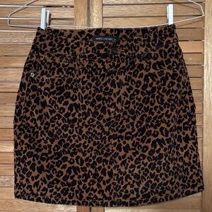 Vanilla Star Animal Print cordaroy Mini Skirt - Brown and black